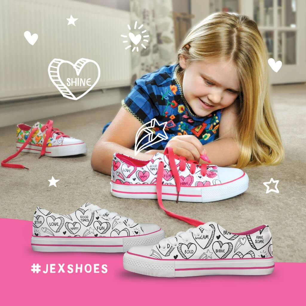 Positive Hearts Colour In Children's Shoes, 1 of 9