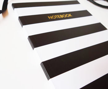 Black And White Striped A5 Foil Notebook, 2 of 5