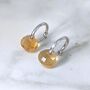 Citrine Teardrop November Birthstone Earrings, Silver, thumbnail 4 of 6
