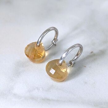 Citrine Teardrop November Birthstone Earrings, Silver, 4 of 6