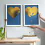 Two Hearts Personalised Metallic Map Pair Of Prints, thumbnail 1 of 7