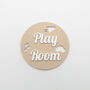 Play Room Door Sign – Beige Acrylic Circle, thumbnail 1 of 5
