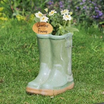 Personalised Green Welly Planters Set, 3 of 7