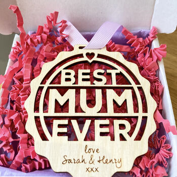 Personalised Wooden 'Best Mum Ever' Medal, 2 of 3