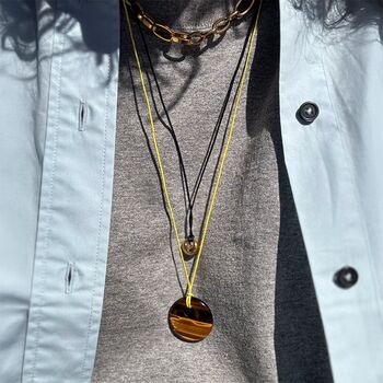 Hope Tiger's Eye Disc Cord Necklace, 4 of 5