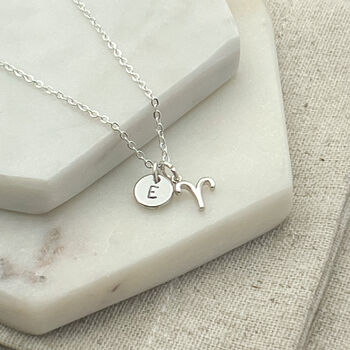 Silver Plated Aries, Initial And Birthstone Necklace, 7 of 7