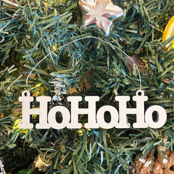 Hanging Ivory Ho Ho Ho Sign Christmas Decoration, 3 of 5