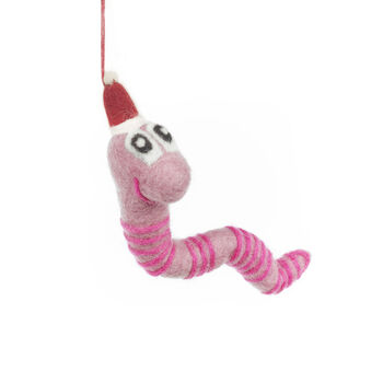 Handmade Felt Wrigley The Worm Hanging Worm Decoration, 2 of 4