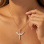 Gold Winged Cross Necklace, thumbnail 1 of 5