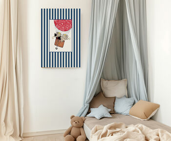 Babar The Elephant Ballon Blue Nursery Art Print, 2 of 3