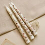 Set Of Three Painted Taper Candles With Folk Print, thumbnail 2 of 6
