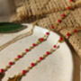 Dainty Red And Gold Fine Glasses Chain Adorned With Brass Hexagons, thumbnail 2 of 6