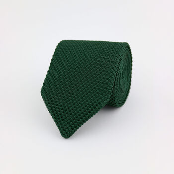 Handmade 100% Polyester Knitted Tie In Dark Green, 8 of 8