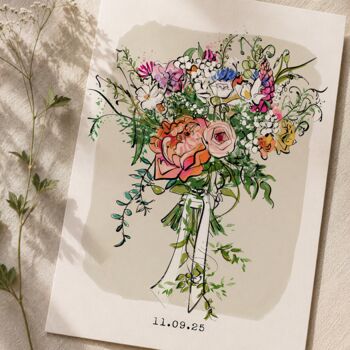 Personalised Wedding Bouquet Portrait, 3 of 8