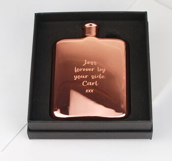 Personalised Rose Gold Plated Rectangular Hip Flask, 4 of 7