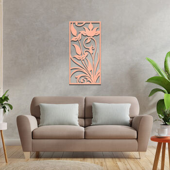 Sleek Framed Wooden Floral Art Contemporary Decor, 3 of 10