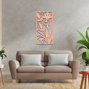 Sleek Framed Wooden Floral Art Contemporary Decor, 4 of 11