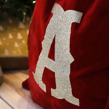 Personalised Red Embossed Velvet Sacks, 3 of 4