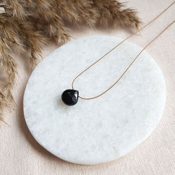 Minimalist Black Spinel Gemstone Silk Cord Necklace, 4 of 7