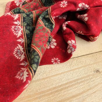 Handwoven Red Boho Recycled Cotton Throw Blanket, 5 of 9