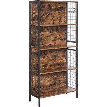 Four Tier Bookcase With S Shaped Hooks For Storage, 8 of 8