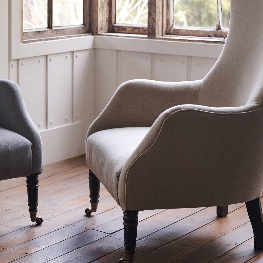 Bromley Wing Back Chair, Natural Linen By Rowen & Wren