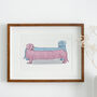 Floral Dachshunds Art Print, Can Be Personalised, thumbnail 2 of 2