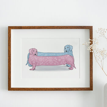 Floral Dachshunds Art Print, Can Be Personalised, 2 of 2