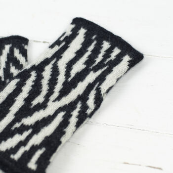 Zebra Knitted Wristwarmers, 3 of 3