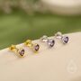 Tiny Amethyst Purple Cz Heart Stud Earrings, thumbnail 6 of 12