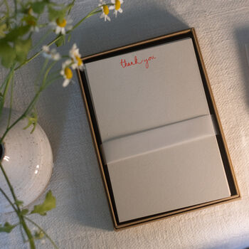 Pack Of Eight Thank You Card Set, Letter Press Printed, 4 of 4