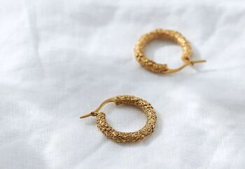 Molten Meadow 18ct Gold Plated Hoops, 3 of 9