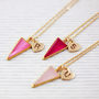 Personalised Pink Triangle Necklace, thumbnail 2 of 5