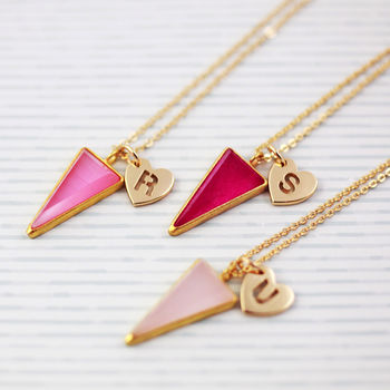 Personalised Pink Triangle Necklace, 2 of 5