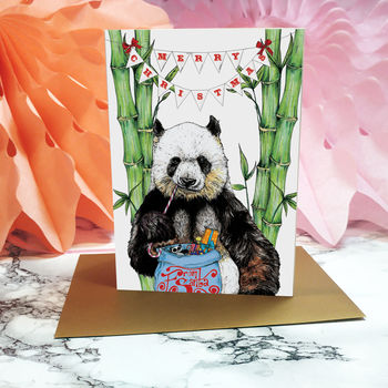 'Festive Fiesta' Panda Christmas Card, 2 of 2