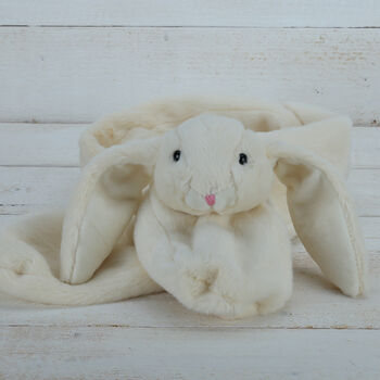 Cream Bunny Ear Muffs + Matching Scarf, For All Ages, 3 of 4