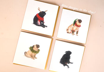 Black Scarf Pug 'Happy Howlidays ' Christmas Card, 4 of 4