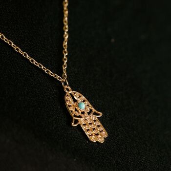 Hamsa Fatima Gold And Silver Plated Dainty Necklace, 4 of 7