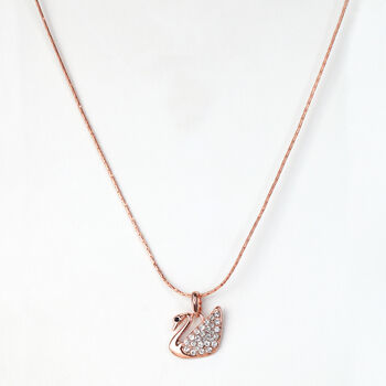 Rose Gold Crystal Swan Pendant Necklace, 3 of 3