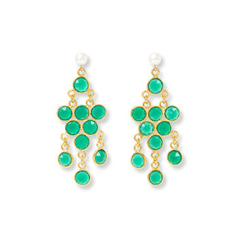 Clara Freshwater Pearl And Emerald Earrings, 2 of 3