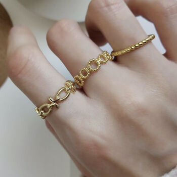 14 K Gold Chain Link Ring Stacking Set, 6 of 7
