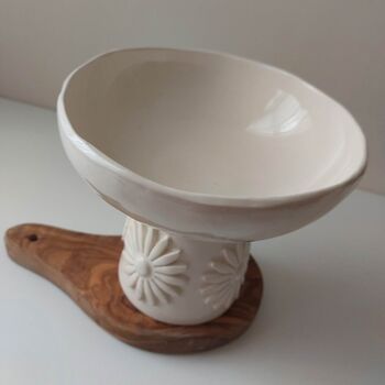 Floral Pedestal Bowl Handmade Pottery, 5 of 6
