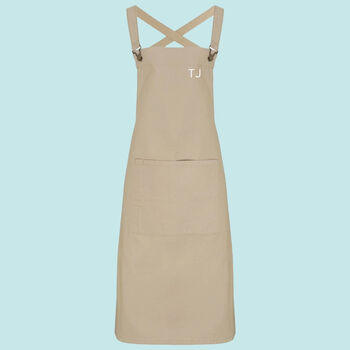 Cotton Canvas Cross Back Apron Personalised With Initials, 2 of 7