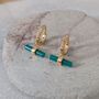 The T Bar Green Onyx Hoop Earrings, Gold Plated, thumbnail 1 of 7