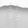 Freshwater Pearl And Silver Infinity Earrings, thumbnail 2 of 4