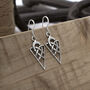 Sterling Silver Celtic Triangle Dangly Earrings, thumbnail 2 of 4