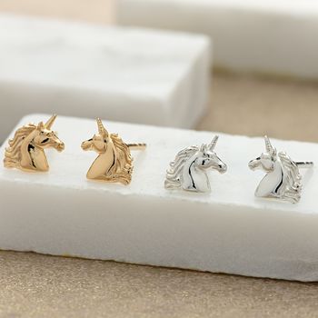Sterling Silver Unicorn Stud Earrings, 4 of 8