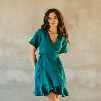 Wrap Linen Cocktail Dress, 5 of 12