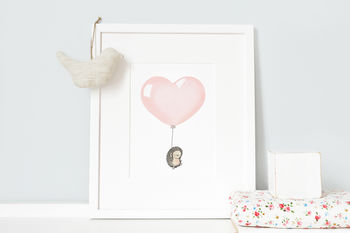 Personalised Girl's Heart Shaped Pink Balloon Picture, 2 of 10
