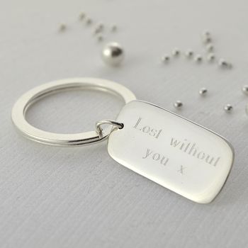 Personalised Sterling Silver Tag Key Ring Wide, 3 of 5